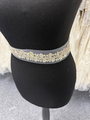 Ivory/Silver 3D Crystal Beaded Edging - T518