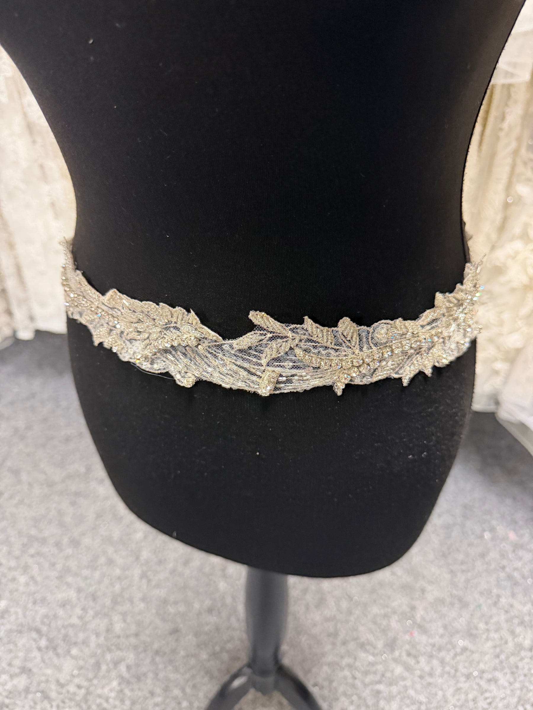 Crystal/Silver Crystal Beaded Sequin Edging - T315