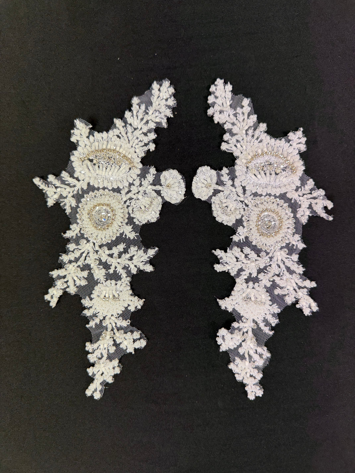 White Beaded Lace Appliques - T248