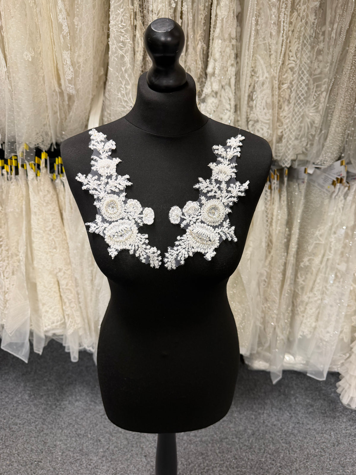 White Beaded Lace Appliques - T248