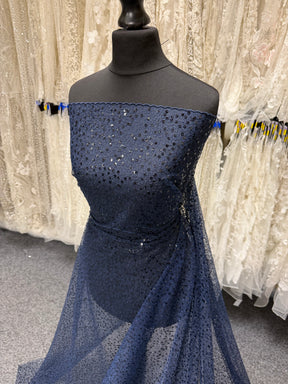 Navy Embroidered Sequin Tulle – EB3001