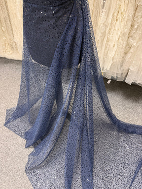 Navy Embroidered Sequin Tulle – EB3001
