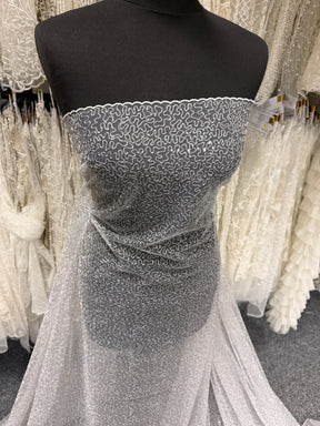 Silver Embroidered Sequin Tulle – EB3001