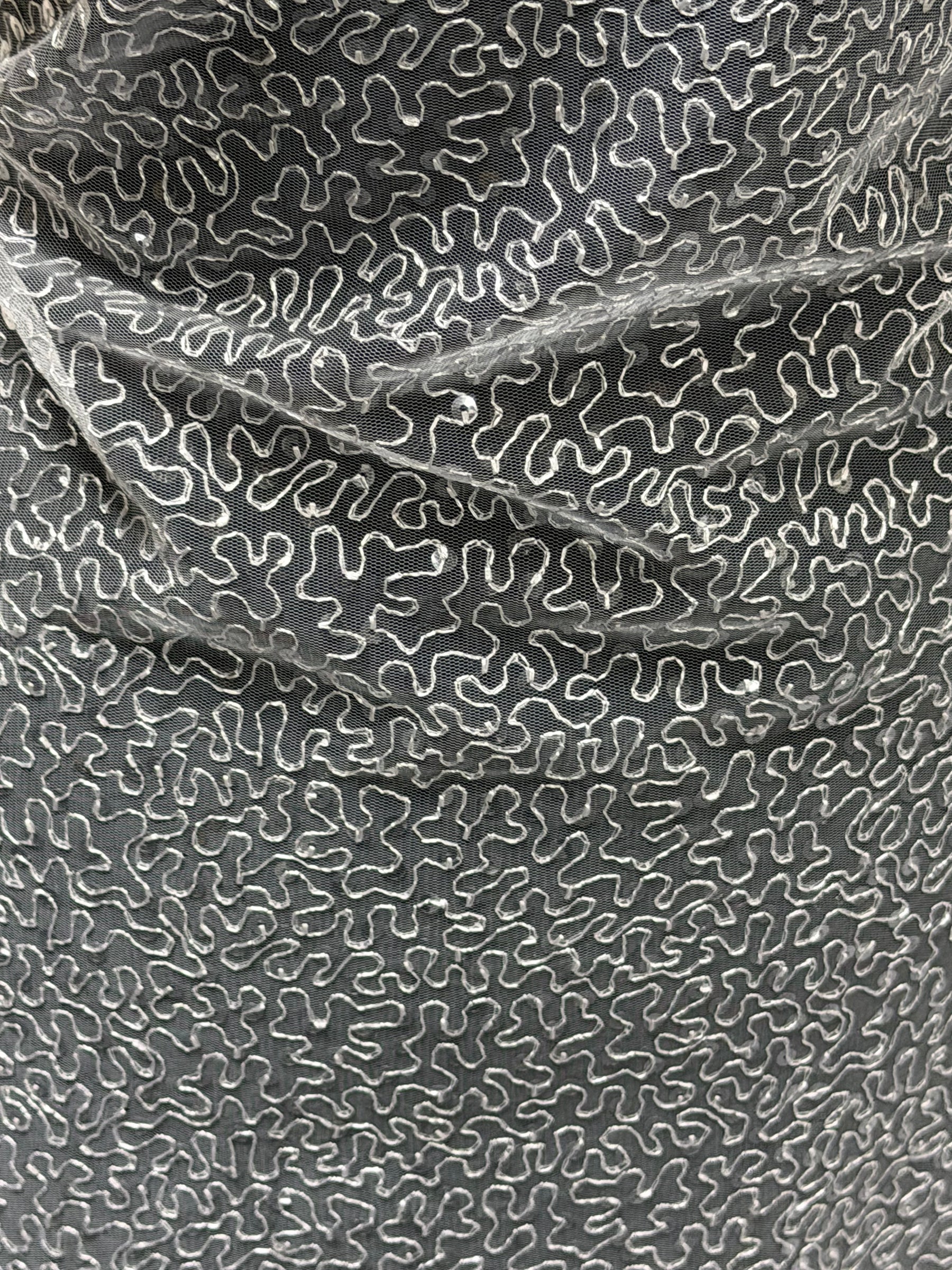 Silver Embroidered Sequin Tulle – EB3001