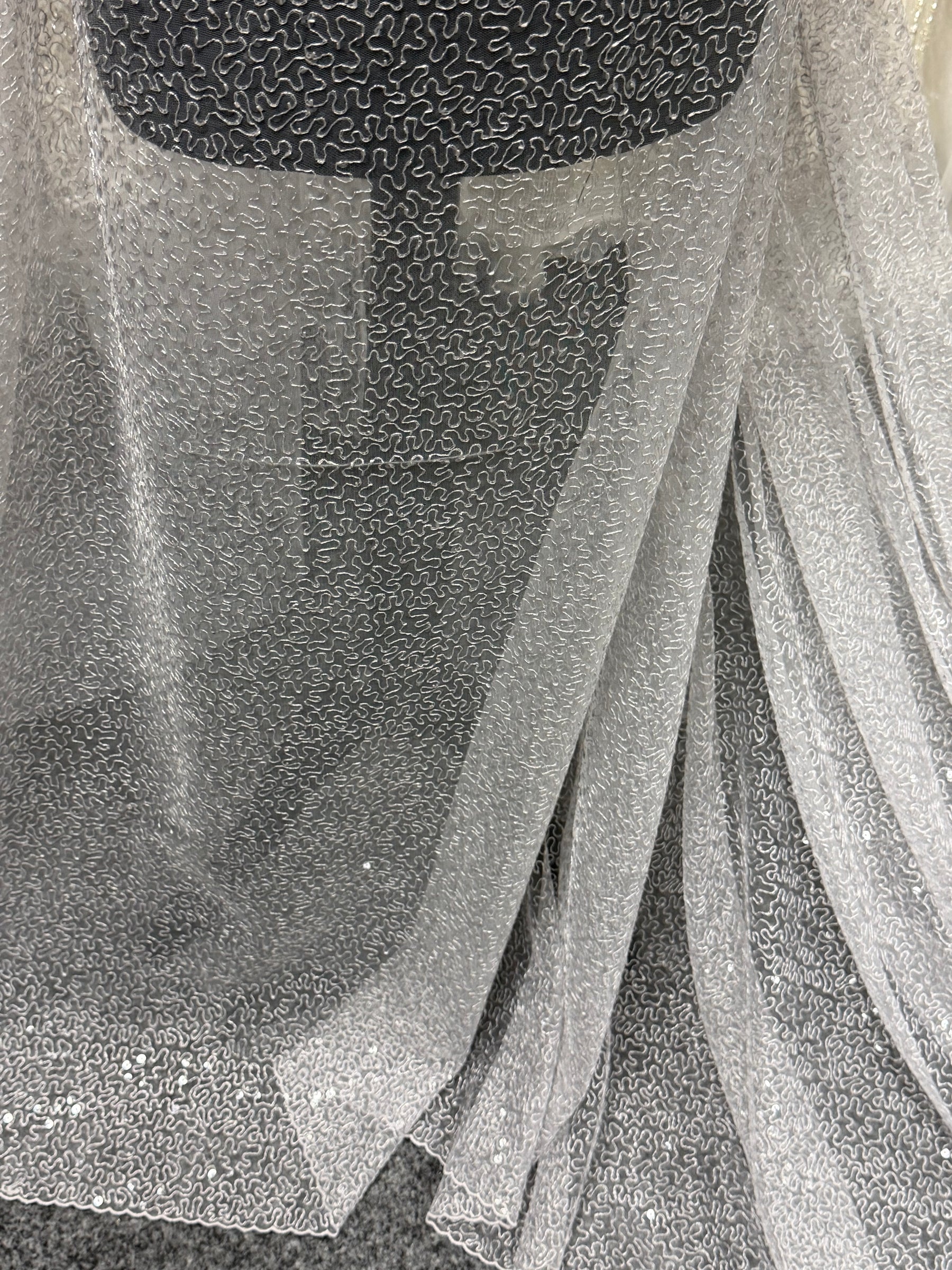 Silver Embroidered Sequin Tulle – EB3001