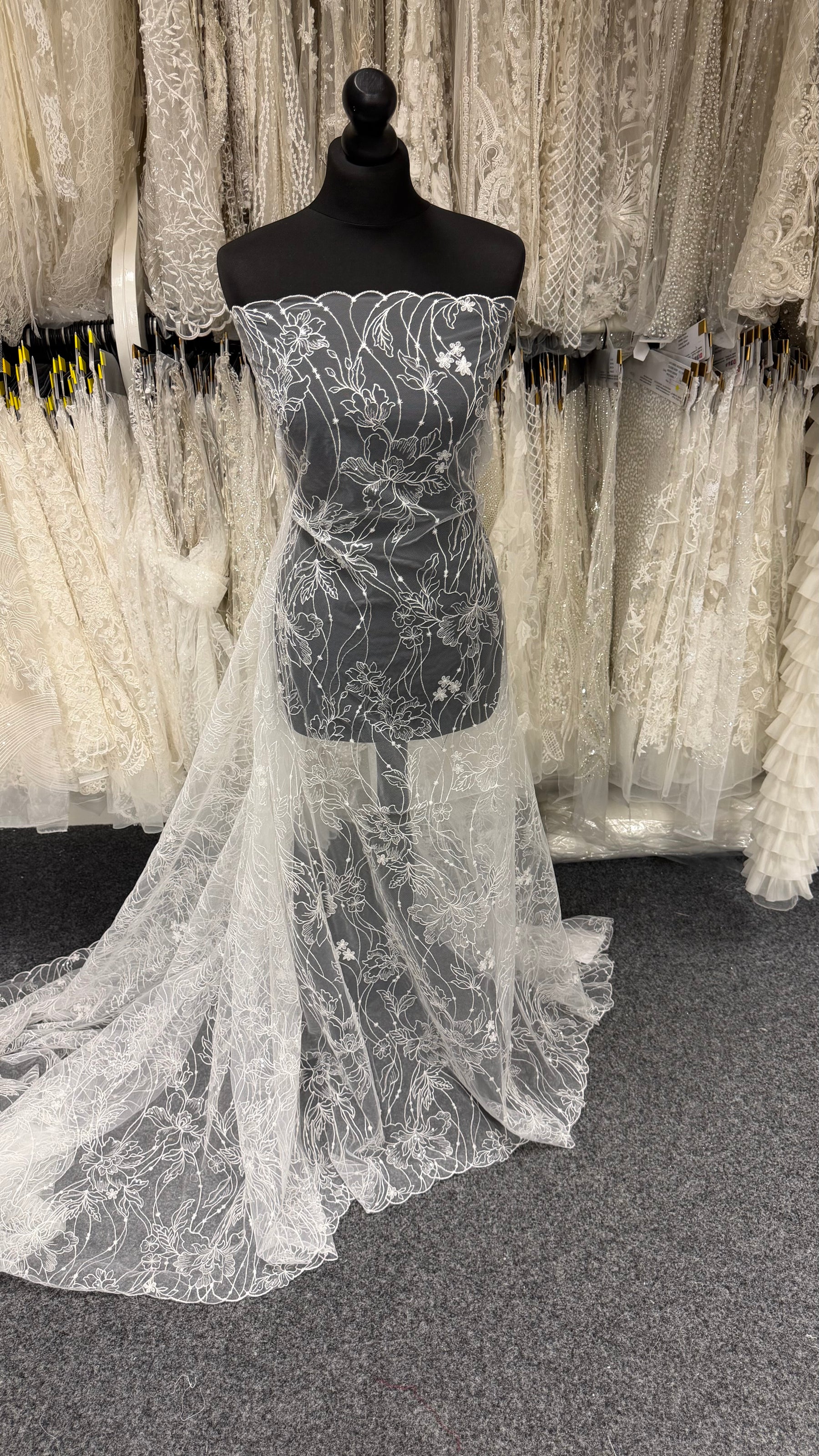 Ivory Sequin Embroidered Lace -  Atley