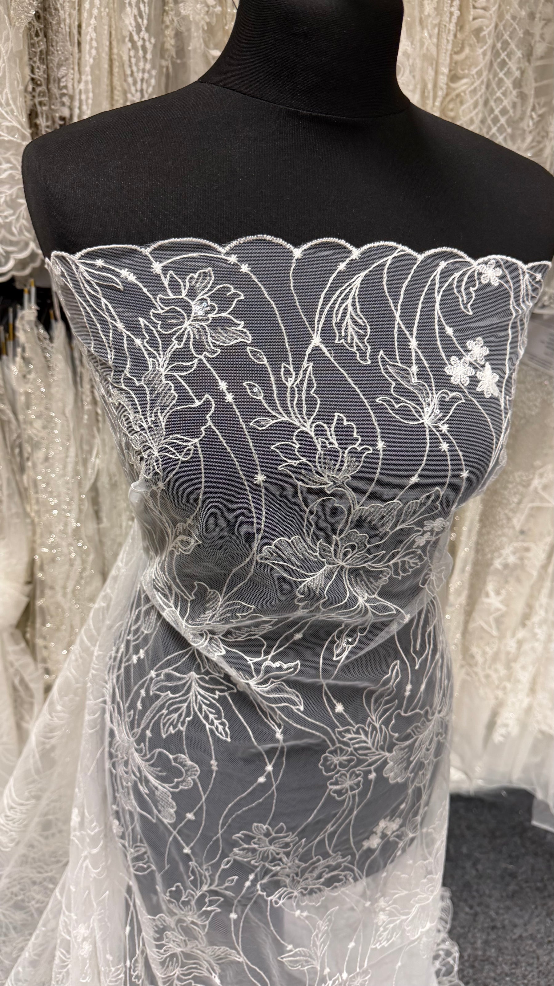 Ivory Sequin Embroidered Lace -  Atley