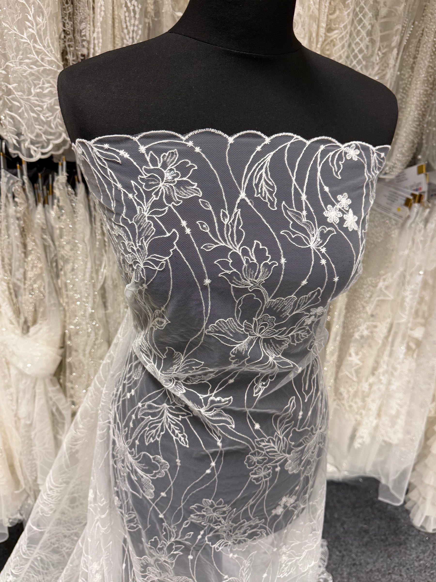 Ivory Sequin Embroidered Lace -  Atley