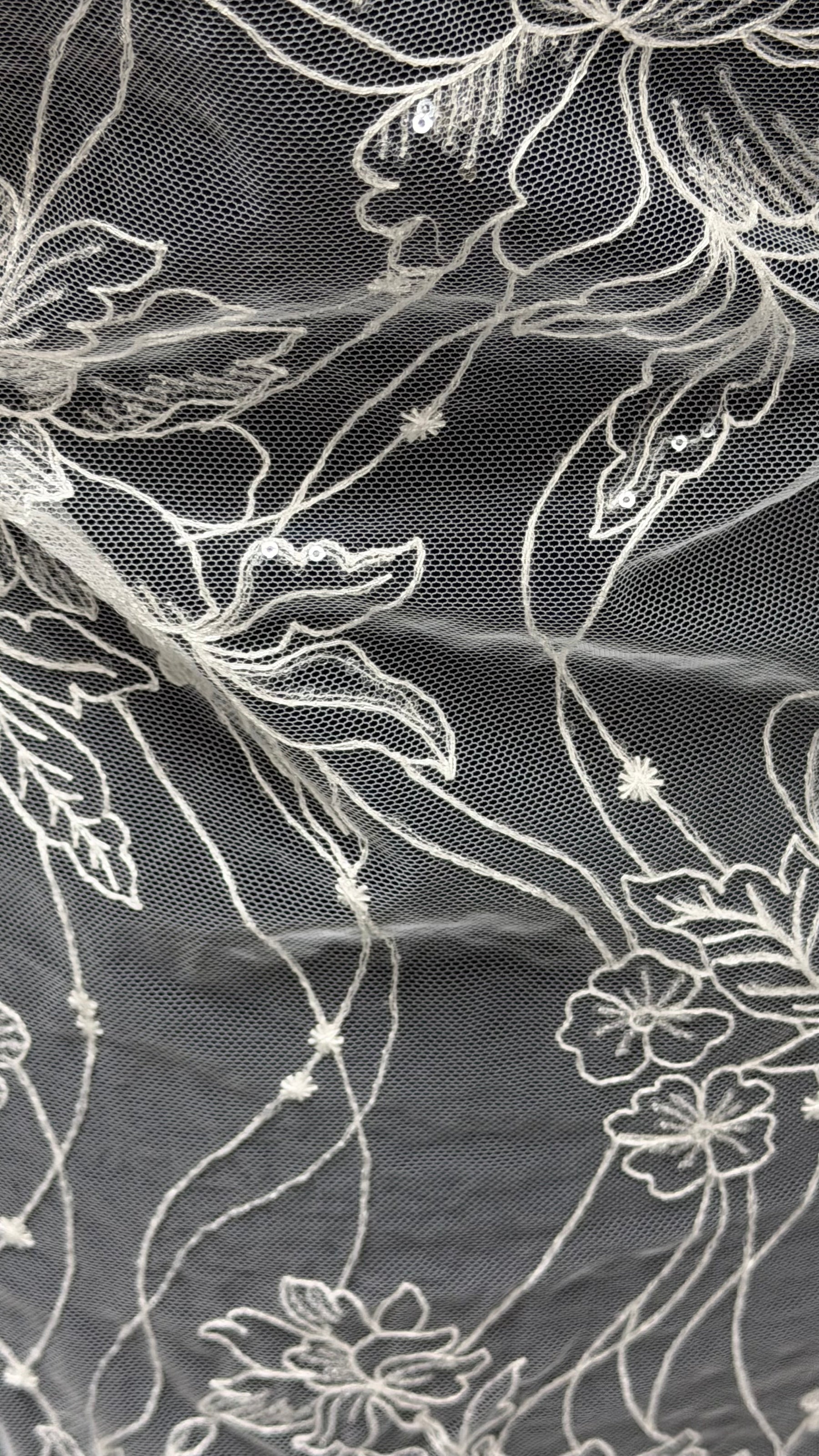 Ivory Sequin Embroidered Lace -  Atley