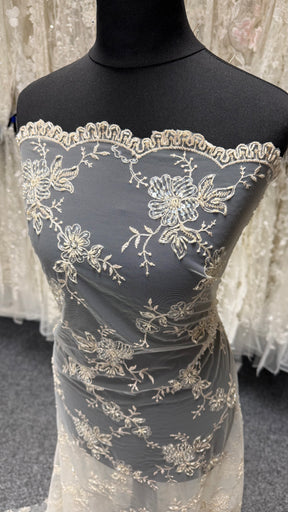 Champagne Beaded Lace – P509