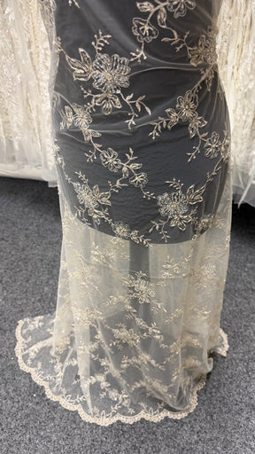 Champagne Beaded Lace – P509