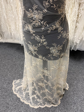 Champagne Beaded Lace – P509