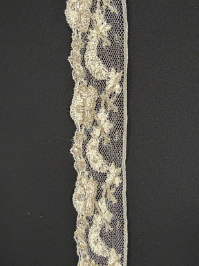 Ivory/Crystal Crystal Beaded Sequin French Chantilly Edging - T177