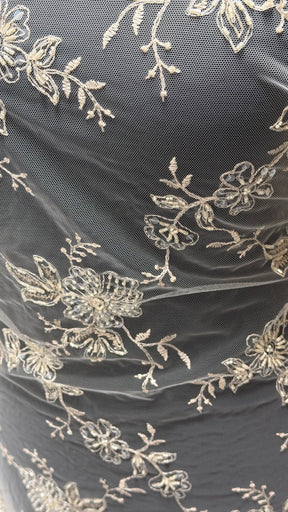 Champagne Beaded Lace – P509