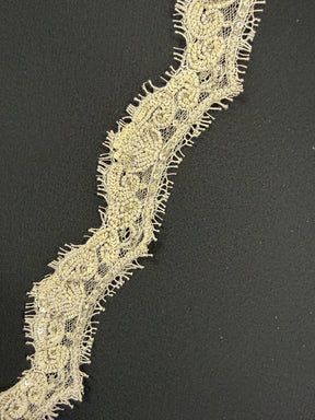 Ivory/Crystal Heavy Beaded Crystal Edging - T174