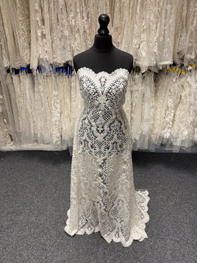 Ivory Embroidered Beaded Tulle - EB1032