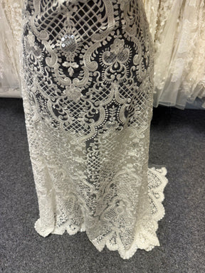 Ivory Embroidered Beaded Tulle - EB1032