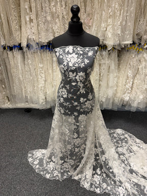 Ivory Sequin Floral Lace - EB3019