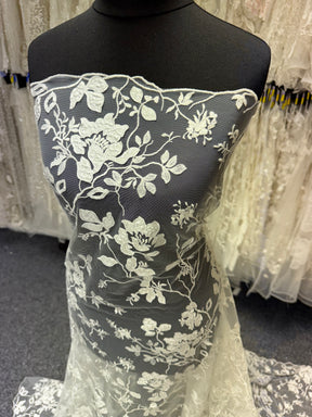 Ivory Sequin Floral Lace - EB3019