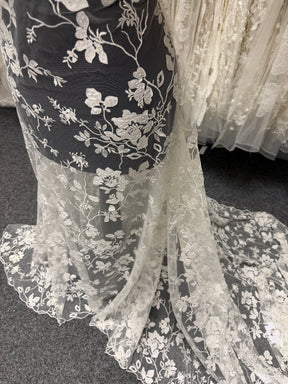 Ivory Sequin Floral Lace - EB3019