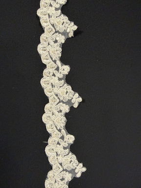 Ivory Embroidered Beaded Sequin Edging - T138