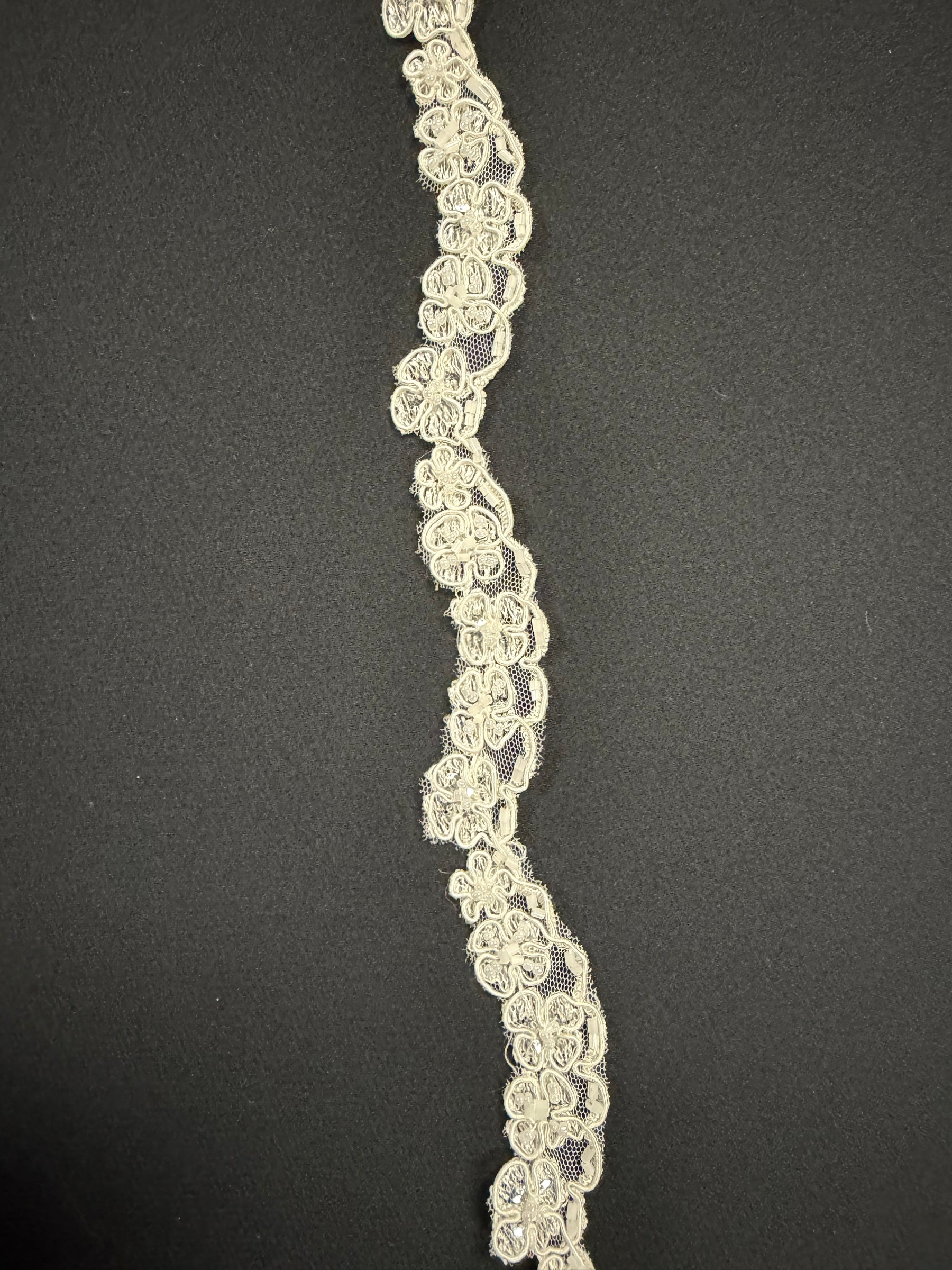 Ivory Corded Beaded Sequin Edging - T299
