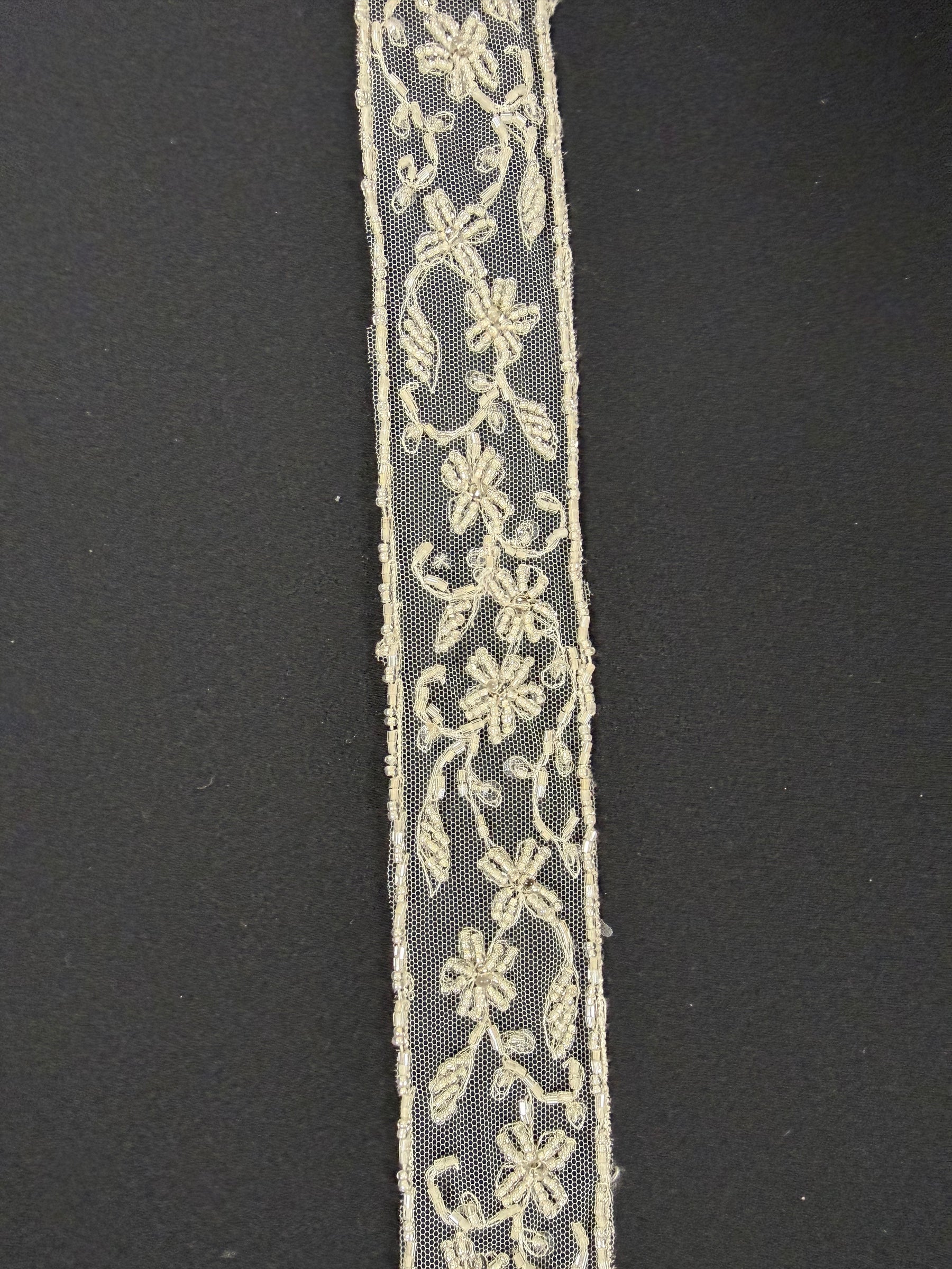 Ivory Beaded Sequin Edging - T169