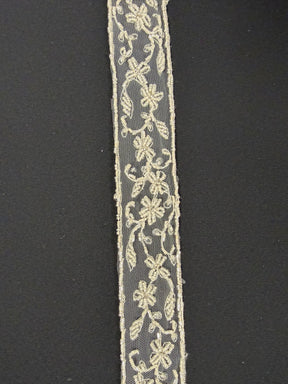 Ivory Beaded Sequin Edging - T169