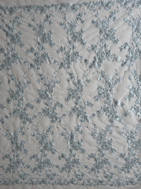 Baby Blue Embroidered Beaded Tulle - EB1090