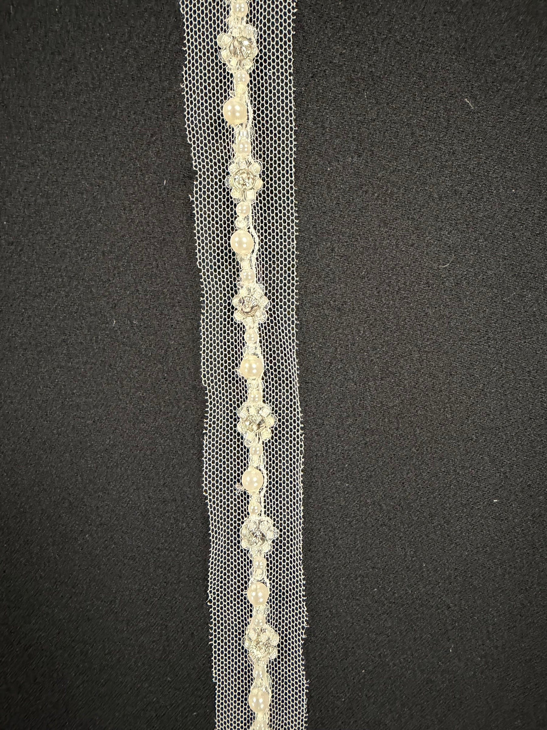 Ivory Crystal Beaded Edging - T192