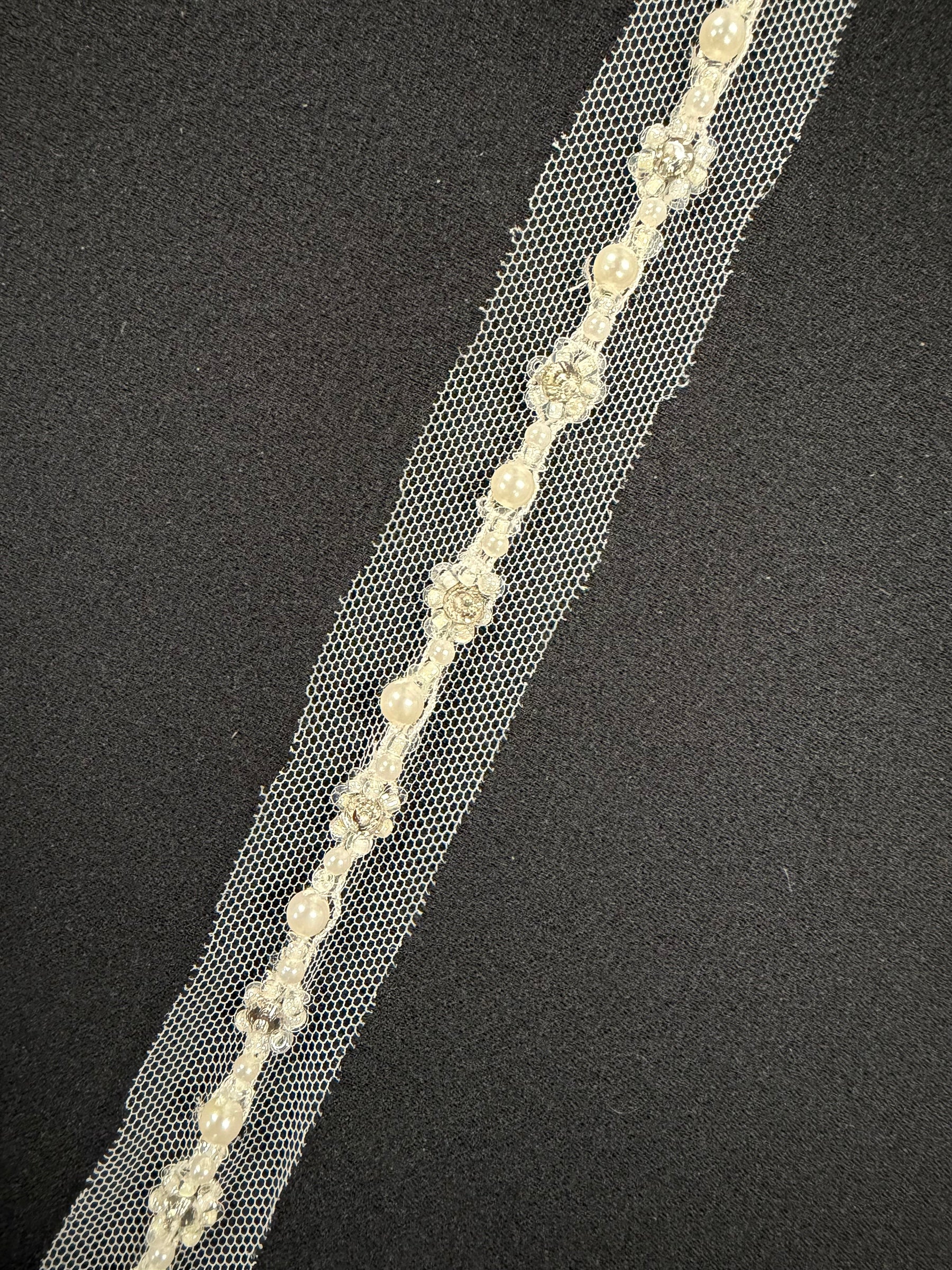 Ivory Crystal Beaded Edging - T192