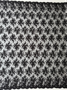 Black Corded and Beaded Lace - P643