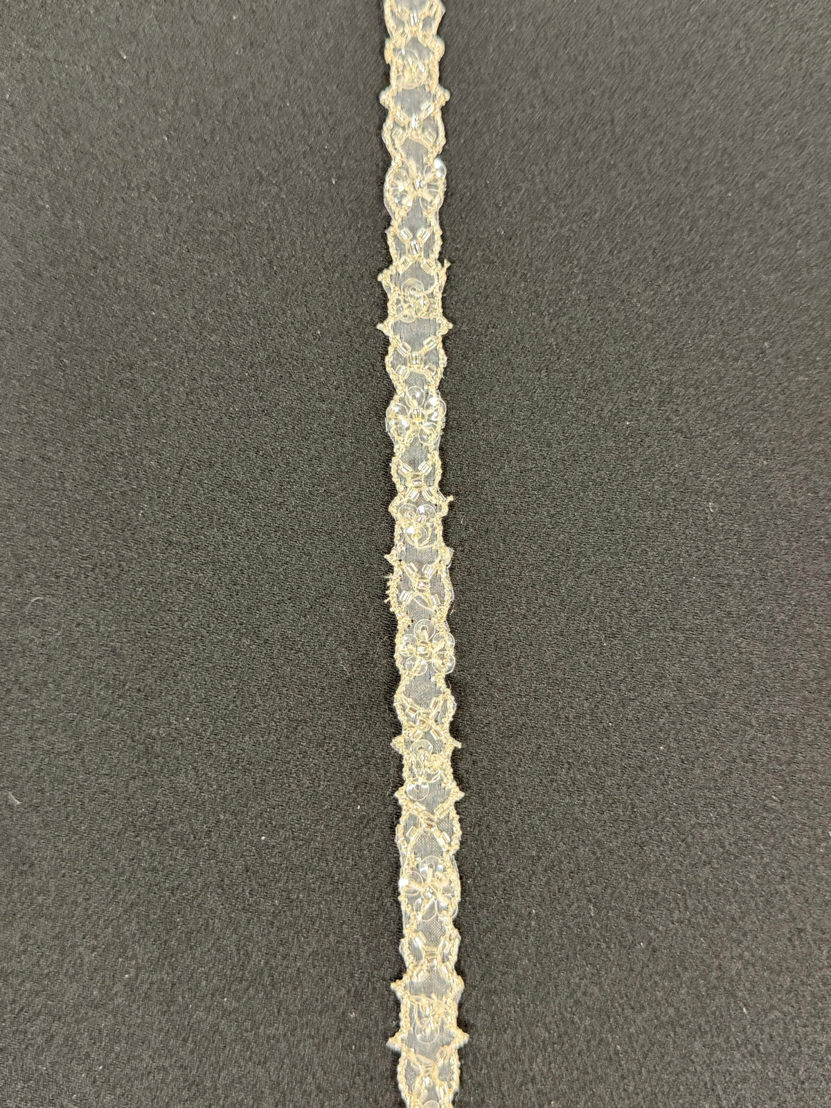 Ivory Beaded Sequin Edging - T148