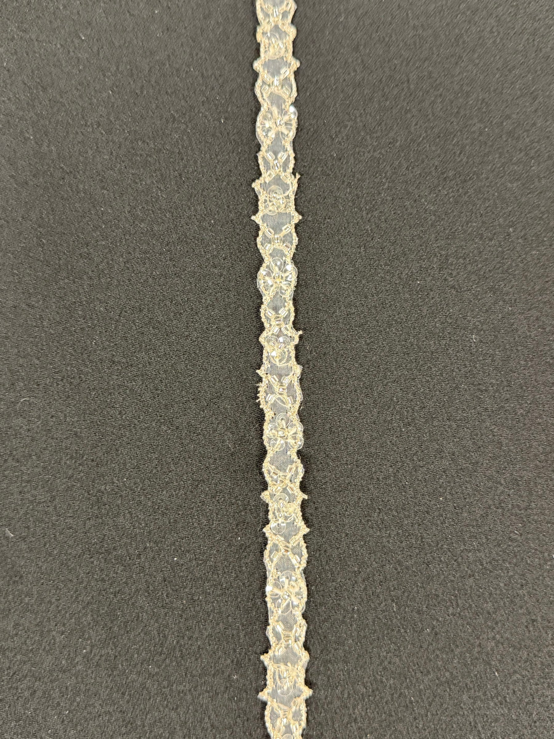 Ivory Beaded Sequin Edging - T148