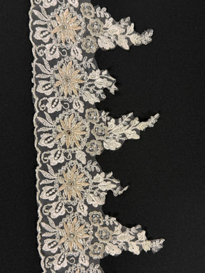 Ivory/Champagne Beaded Sequin Edging - T133