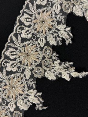 Ivory/Champagne Beaded Sequin Edging - T133