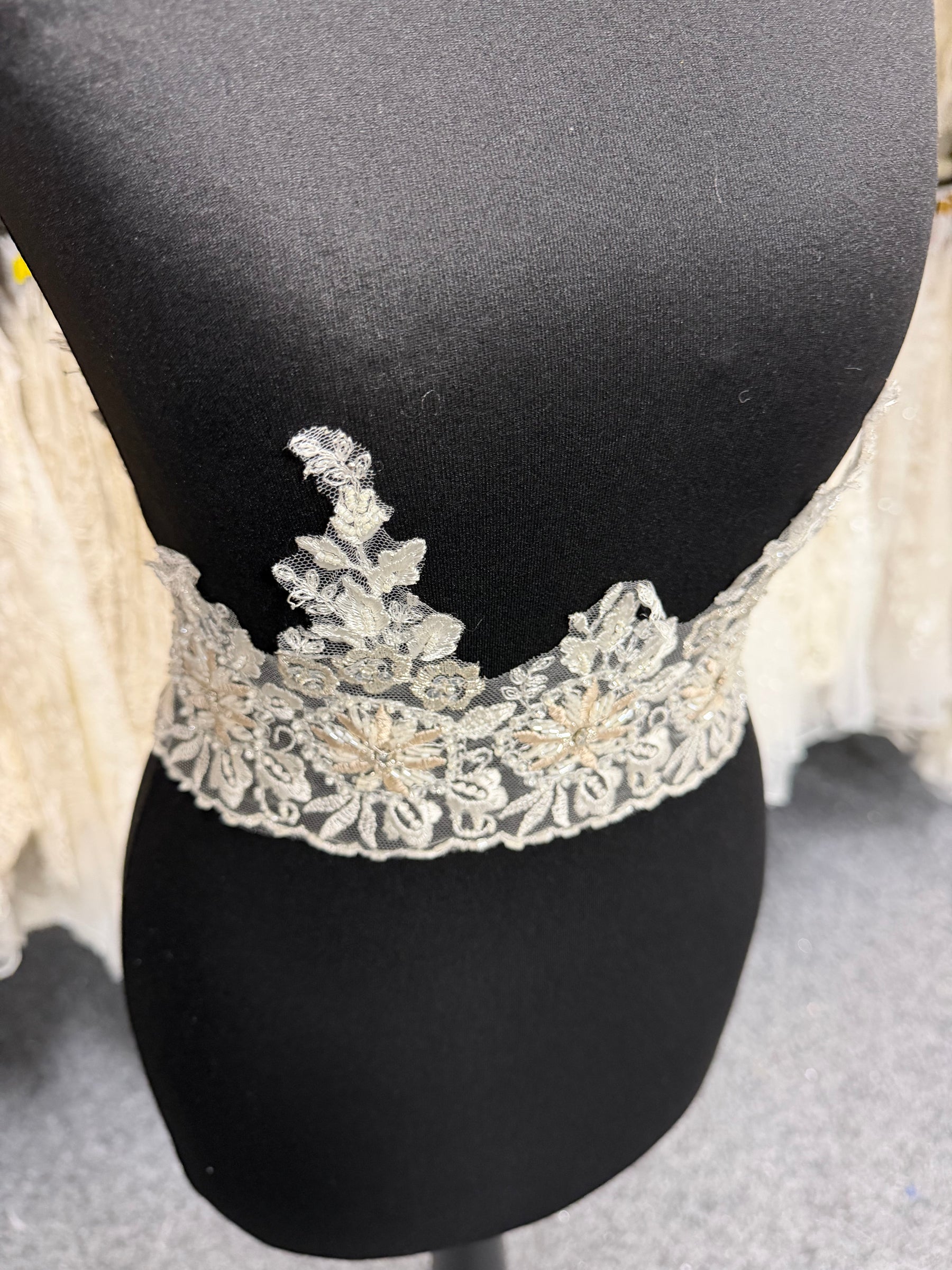 Ivory/Champagne Beaded Sequin Edging - T133