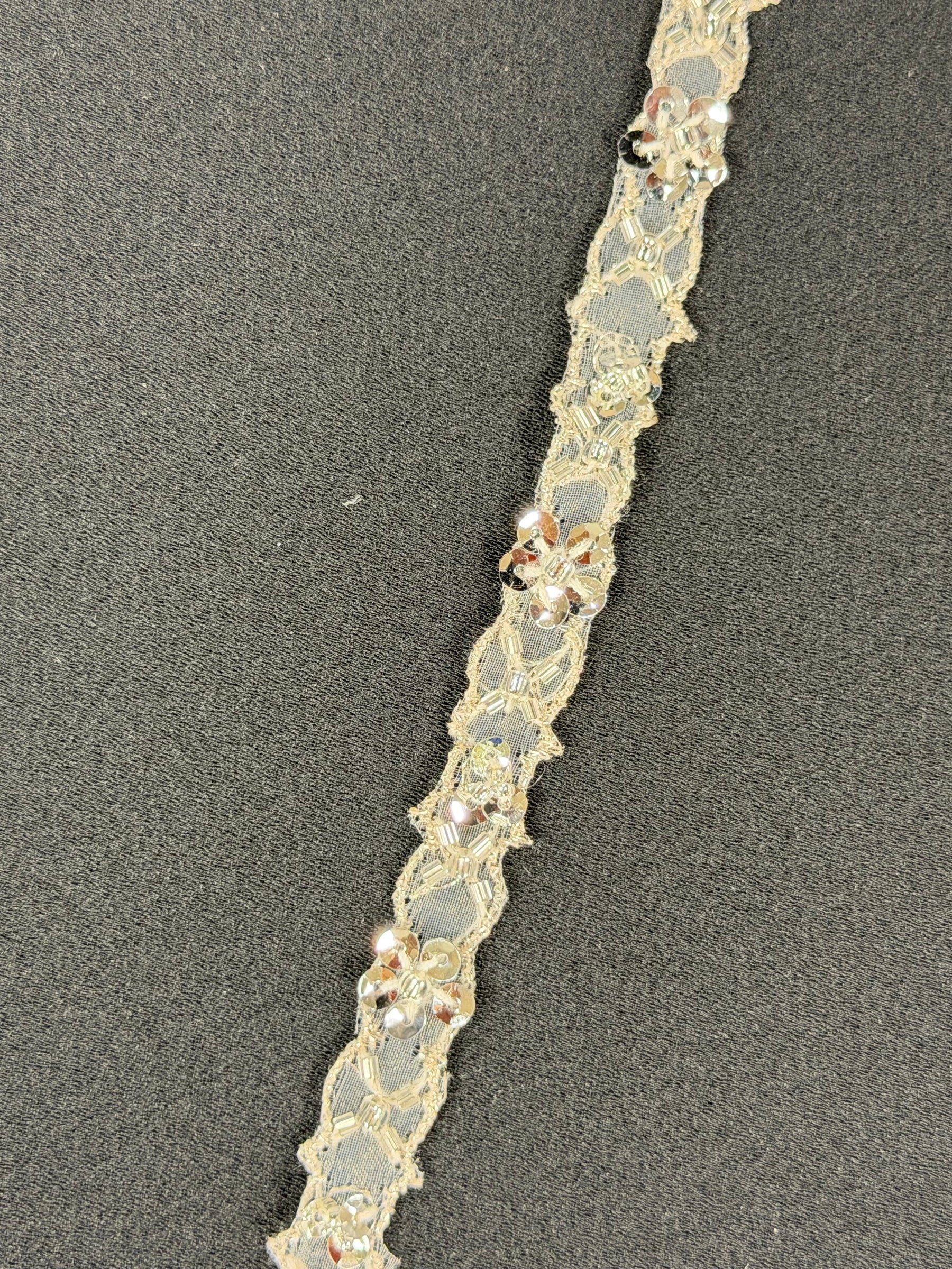 Silver Beaded Sequin Edging - T148