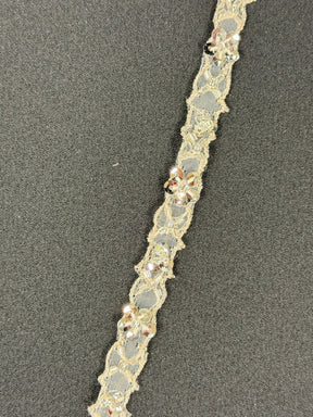 Silver Beaded Sequin Edging - T148