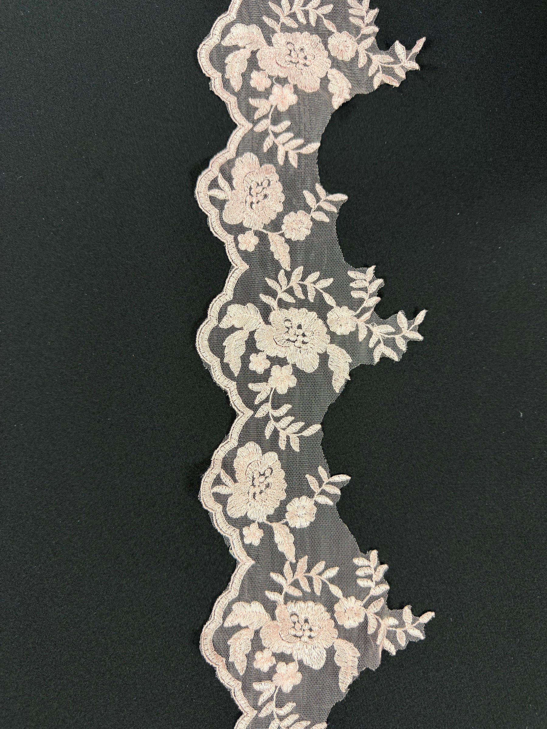 Rose Pink Embroidered Edging - T131