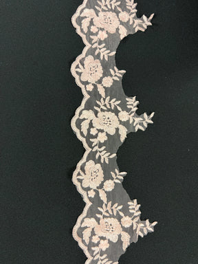 Rose Pink Embroidered Edging - T131