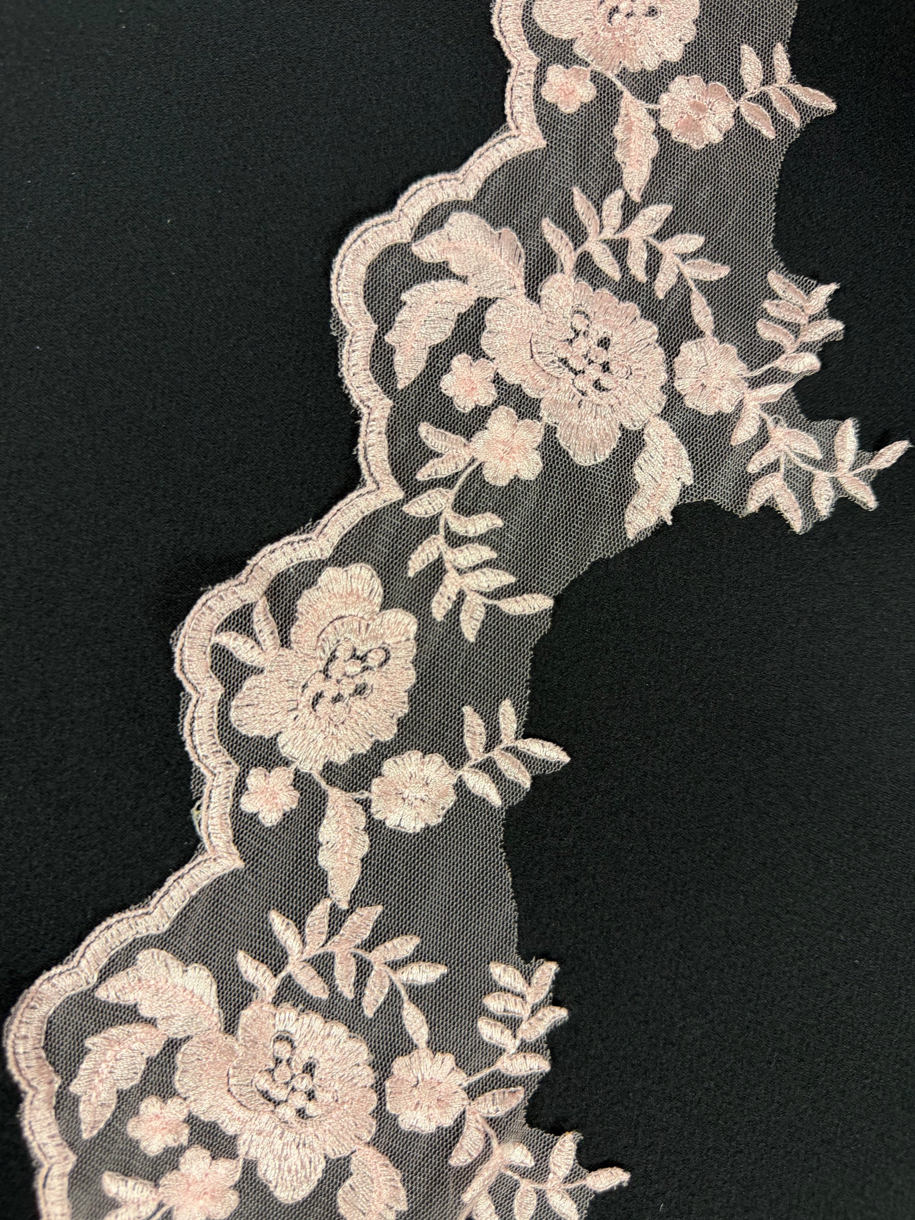 Rose Pink Embroidered Edging - T131