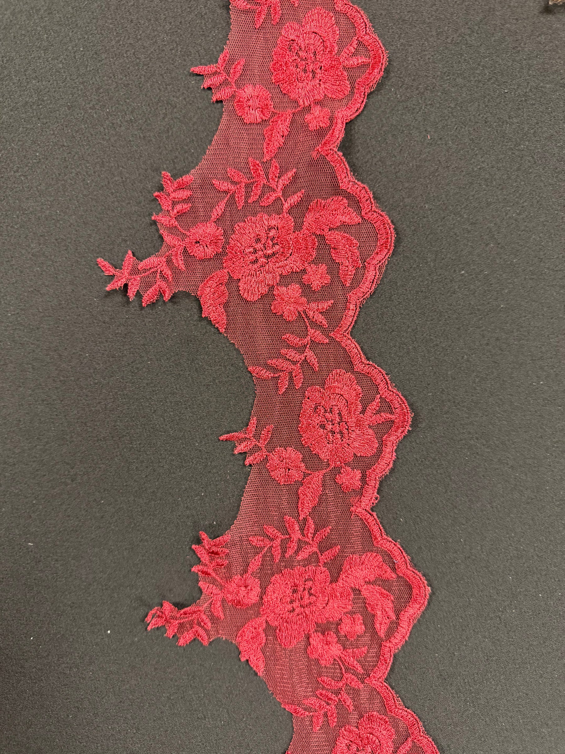 Wine Embroidered Edging - T131