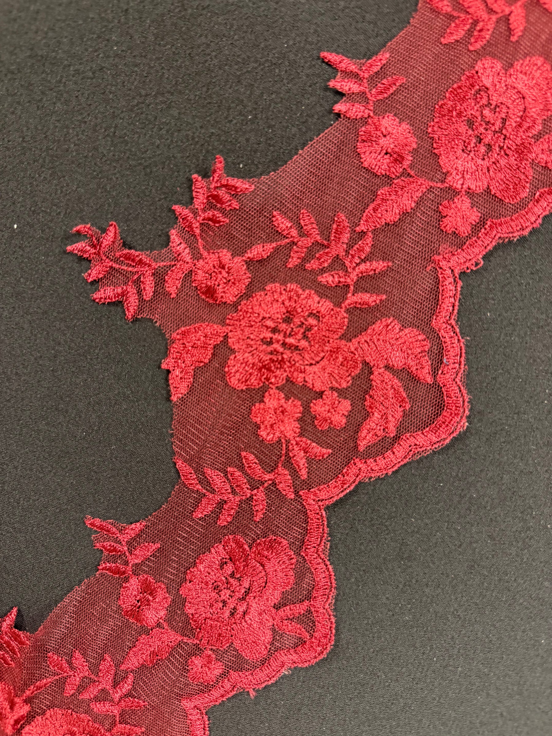 Wine Embroidered Edging - T131