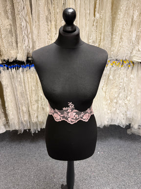 Rose Pink Embroidered Edging - T131