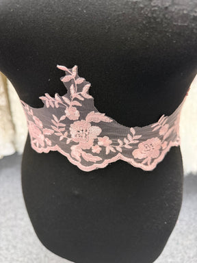 Rose Pink Embroidered Edging - T131