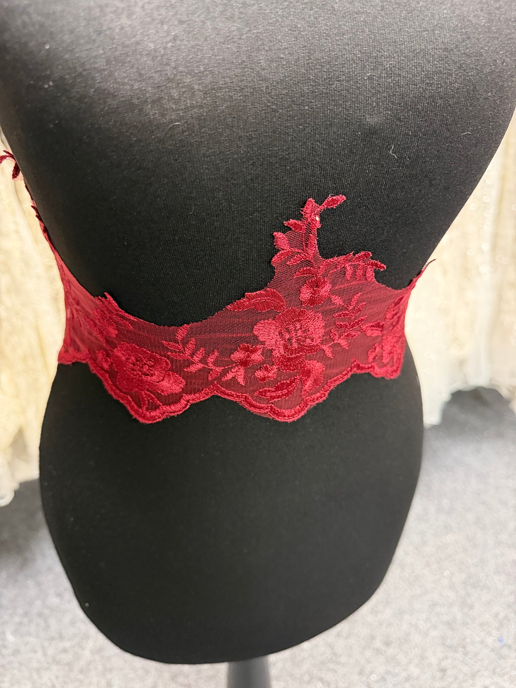 Wine Embroidered Edging - T131