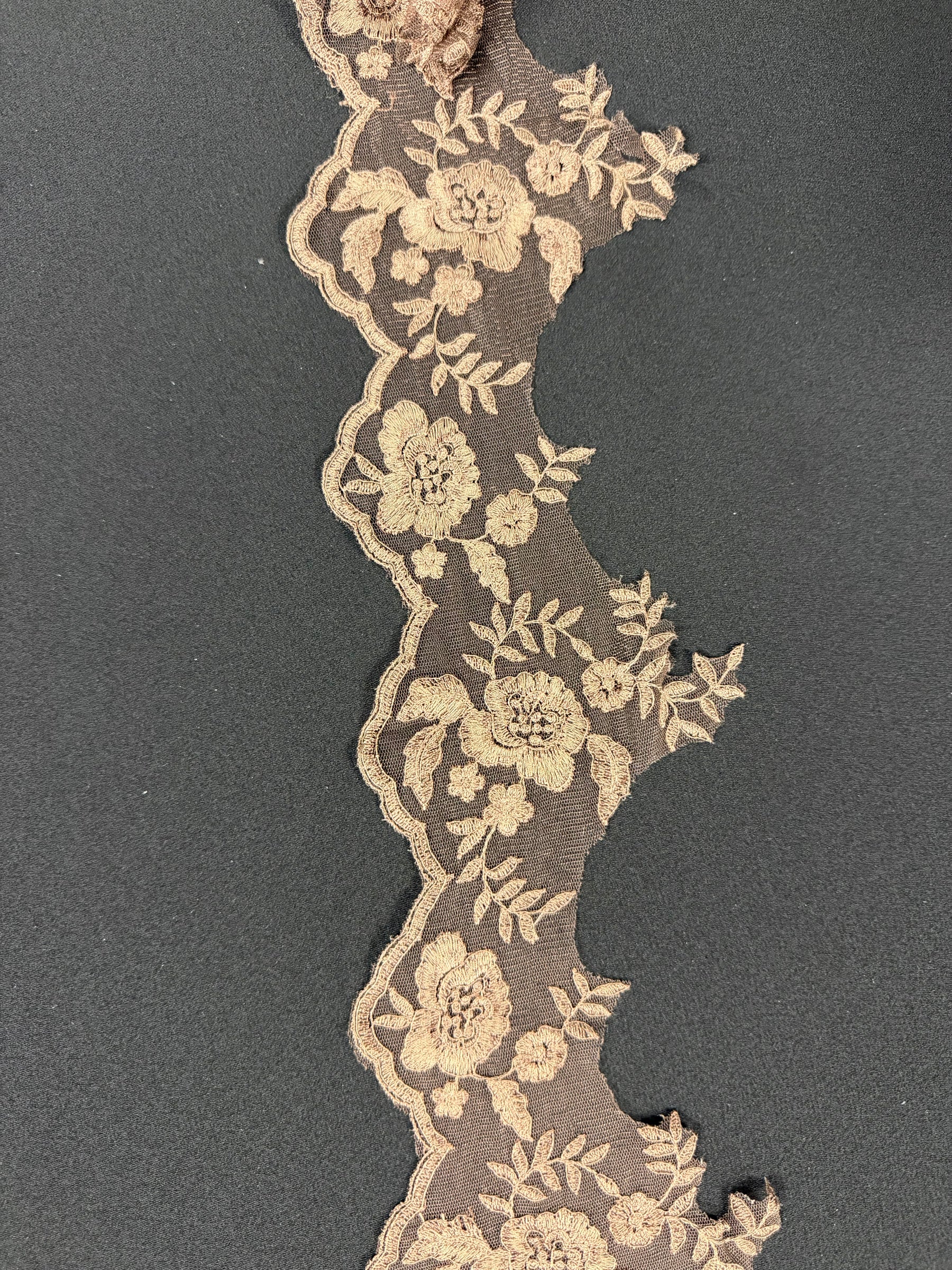 Chocolate Embroidered Edging - T131