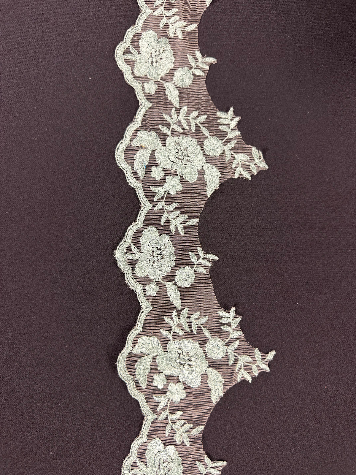 Misty Green Embroidered Edging - T131