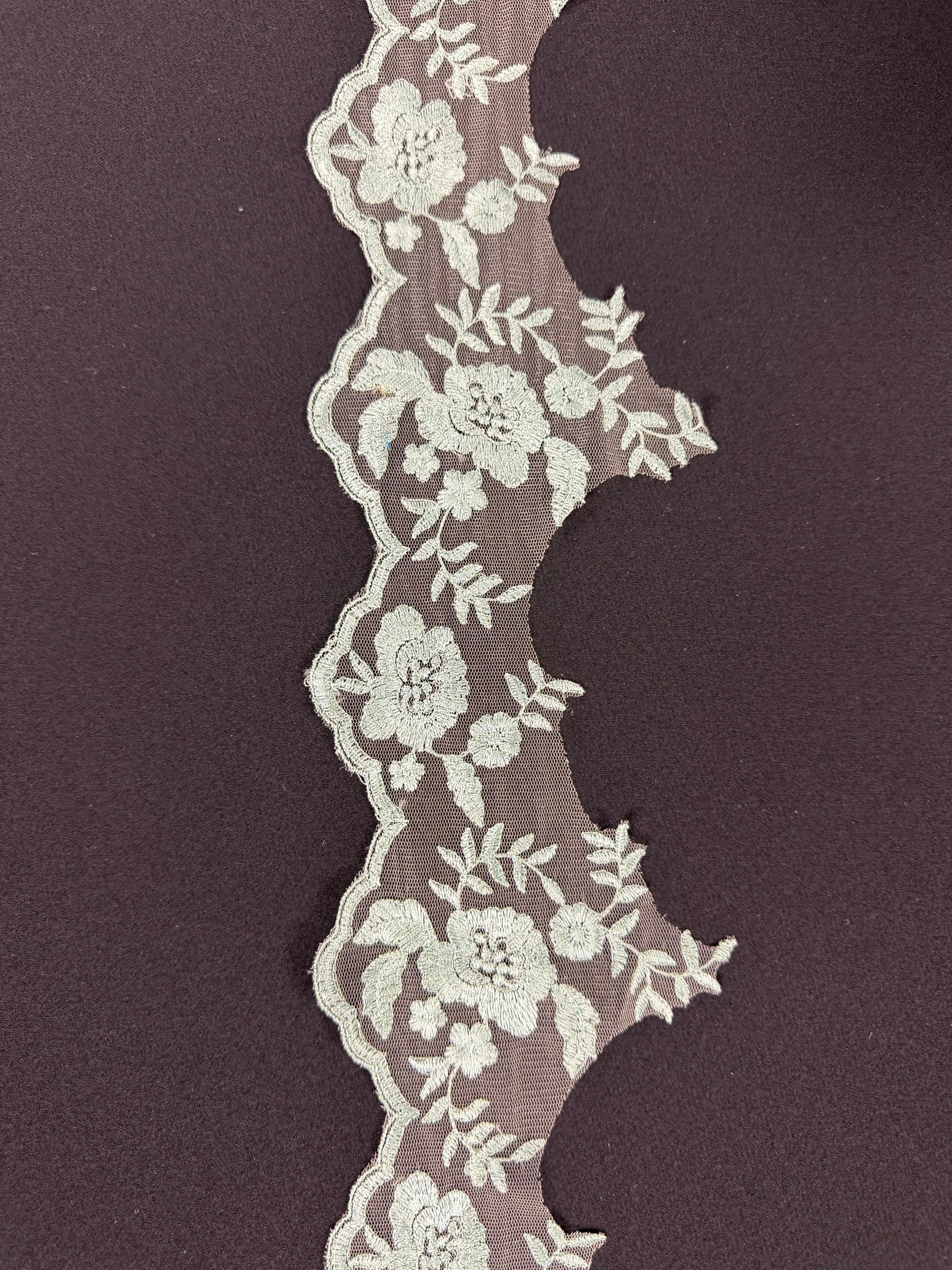 Misty Green Embroidered Edging - T131